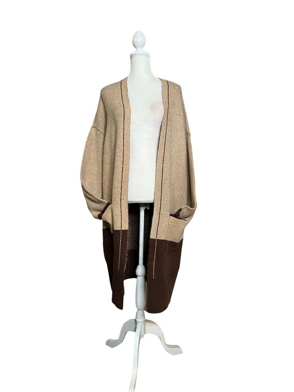 Devotion By Cyrus Oatmeal Heather Long Open Cardigan Duster Size XL NWT